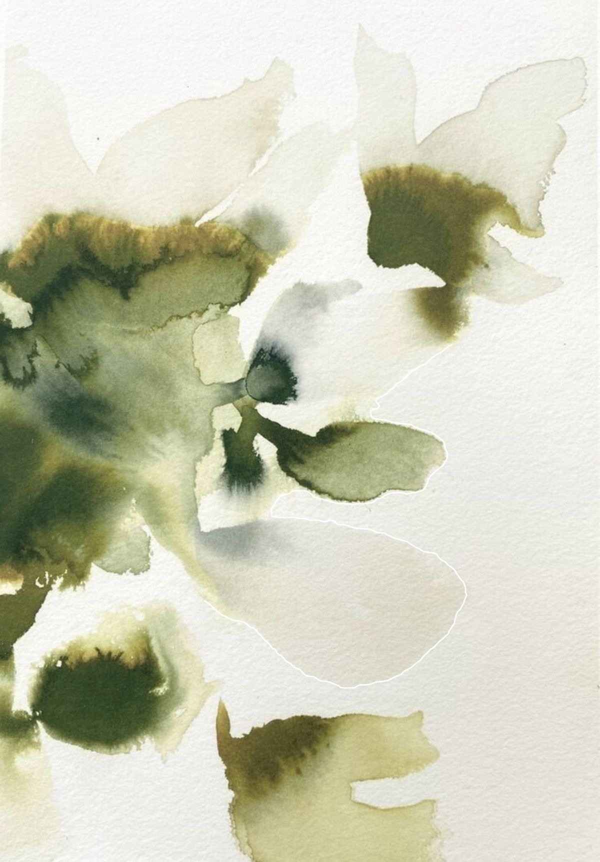 Aquarell in Olivgrün